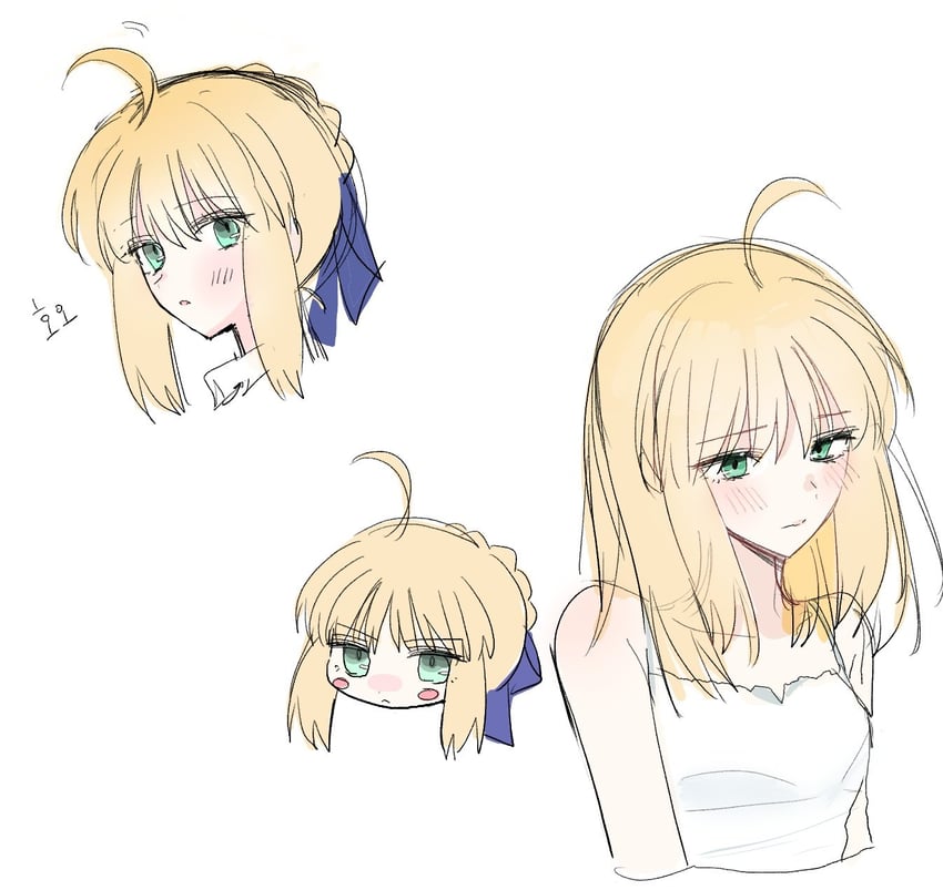 artoria pendragon and saber (fate and 1 more) drawn by kome_rice12