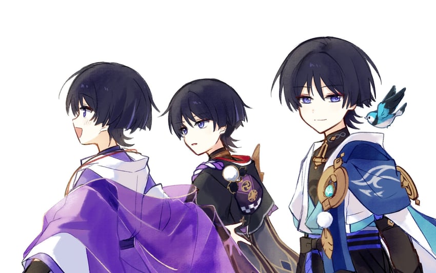 scaramouche and wanderer (genshin impact) drawn by huhu_norii