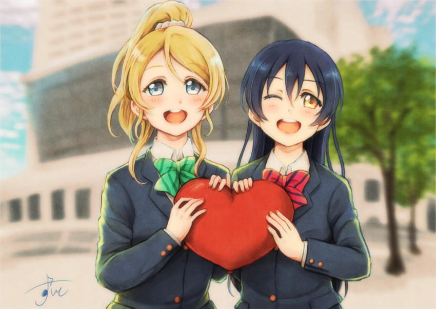 sonoda umi and ayase eli (love live! and 1 more) drawn by suito