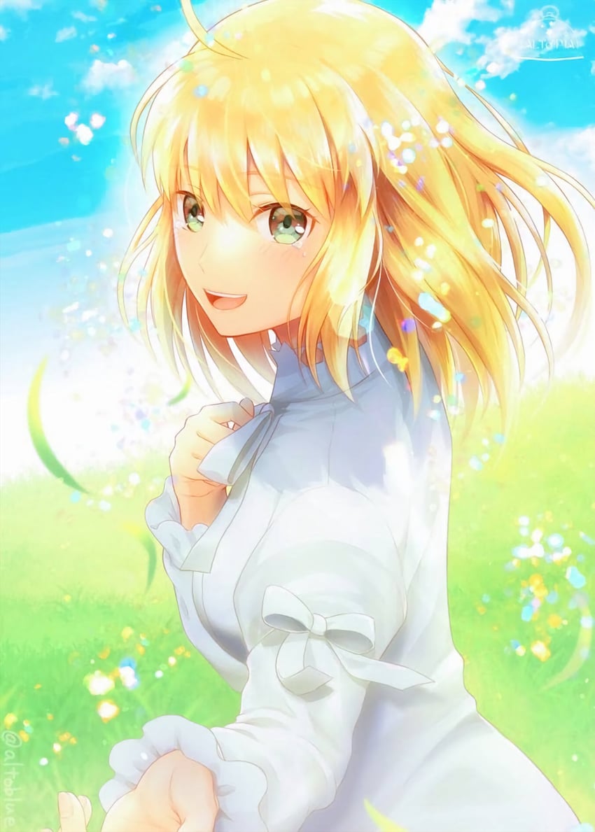 artoria pendragon and saber (fate and 1 more) drawn by hisohiso_(altoblue)