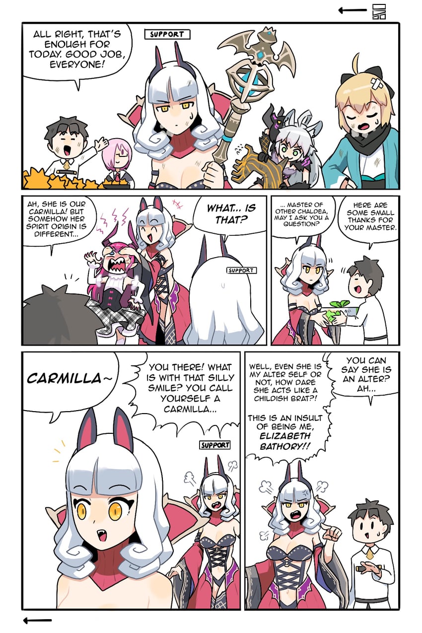 mash kyrielight, fujimaru ritsuka, okita souji, elizabeth bathory, atalanta, and 3 more (fate and 1 more) drawn by monkey_jon