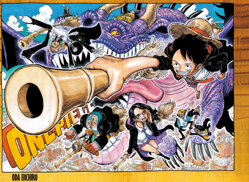 nami, monkey d. luffy, nico robin, roronoa zoro, sanji, and 5 more (one piece) drawn by oda_eiichirou