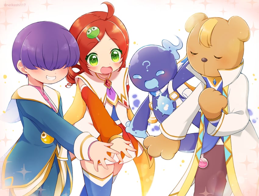 puyo, andou ringo, ecolo, sasaki maguro, and risukuma (puyopuyo and 1 more) drawn by shinonome_pinano