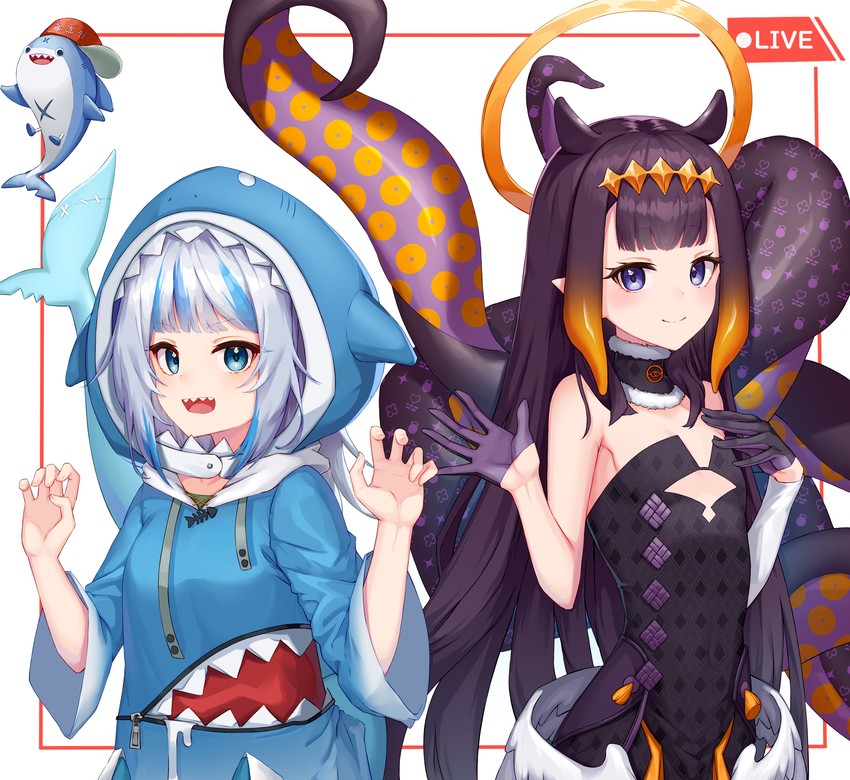 gawr gura, ninomae ina'nis, and bloop (hololive and 1 more) drawn by setsurimu_(pro_viden)