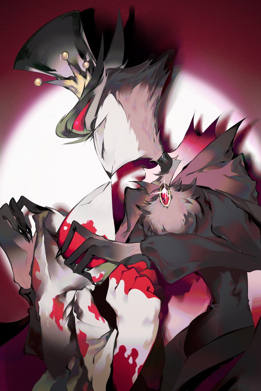blitzo and stolas (helluva boss) drawn by zhu_xing_pupupu