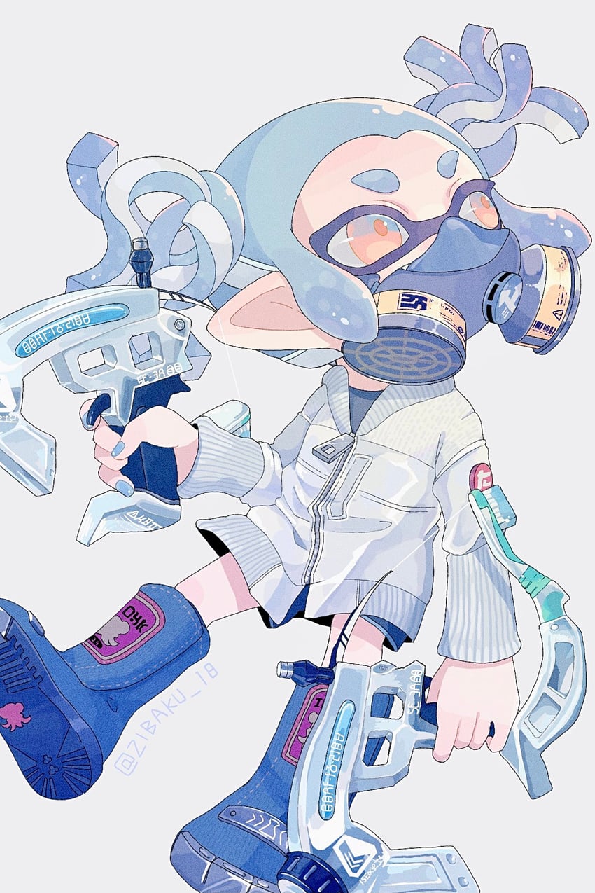inkling player character and inkling girl (splatoon) drawn by zibaku_18