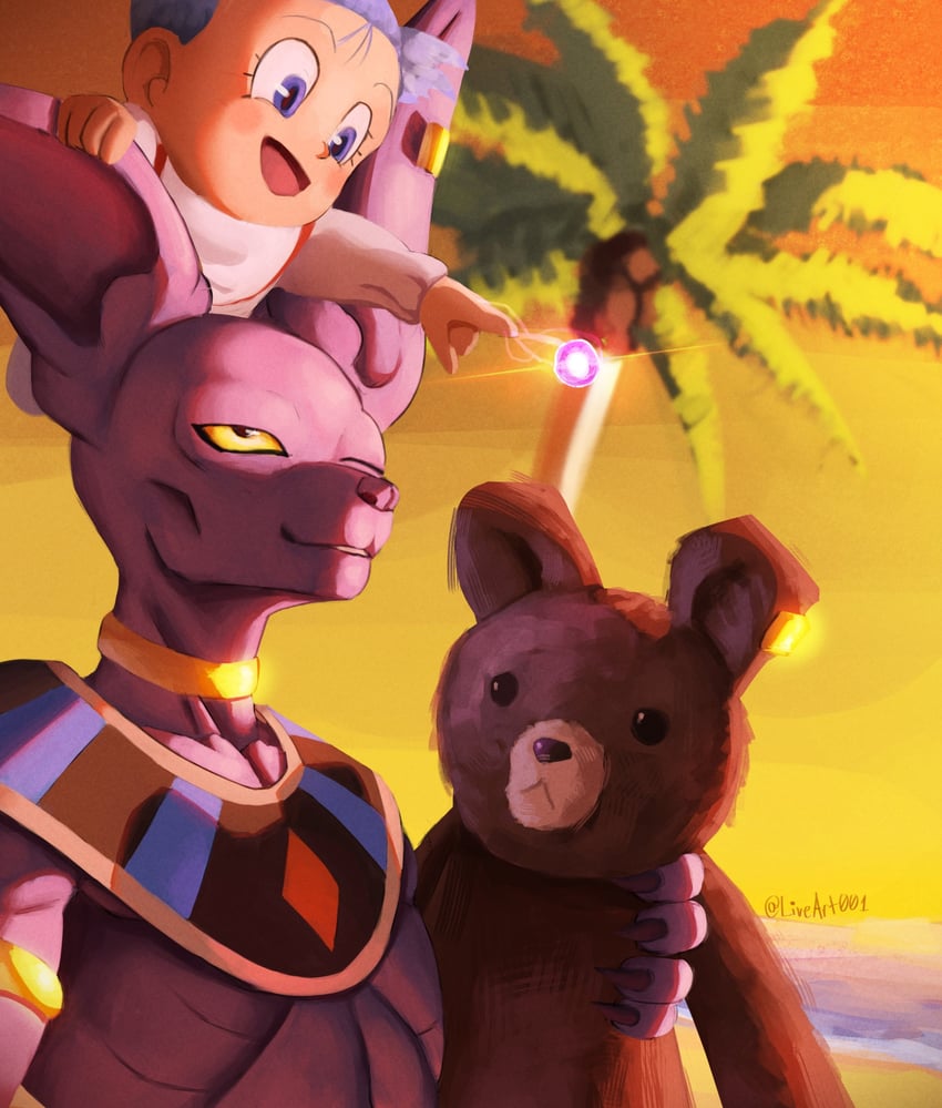 bra and beerus (dragon ball and 1 more) drawn by liveart001