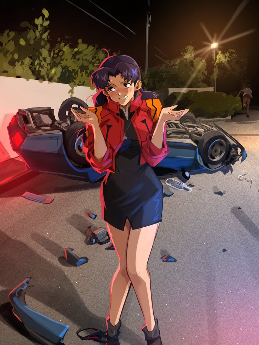 katsuragi misato and aida kensuke (neon genesis evangelion) drawn by khyle.