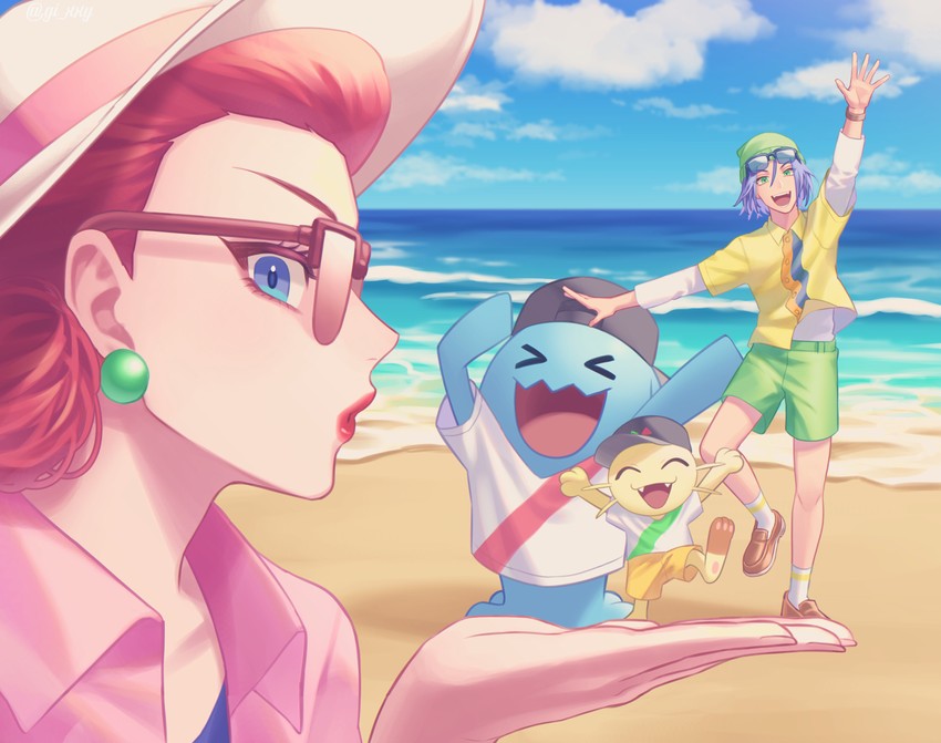 jessie, james, meowth, and wobbuffet (pokemon) drawn by ruru_(gi_xxy)