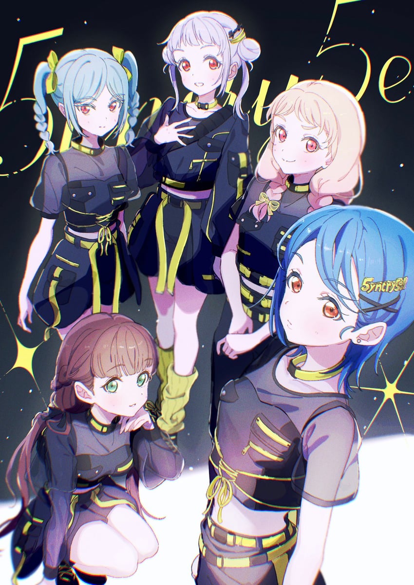 arashi chisato, wakana shiki, onitsuka natsumi, sakurakoji kinako, and onitsuka tomari (love live! and 1 more) drawn by ban_(one_ban7241)