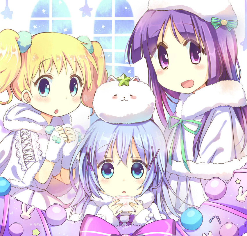 kafuu chino, tippy, alice cartelet, and hinata yukari (gochuumon wa usagi desu ka? and 3 more) drawn by tatsunokosso