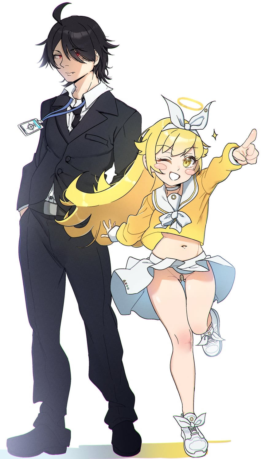 sensei, arona, oshino shinobu, and araragi koyomi (blue archive and 1 more) drawn by otaichiichi