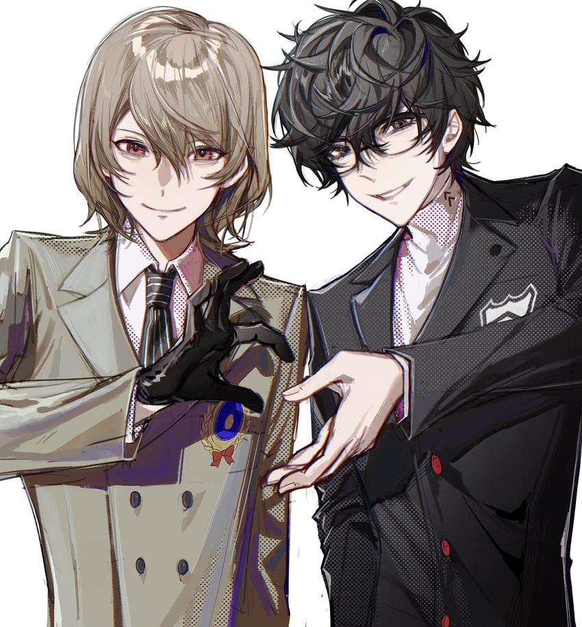 amamiya ren and akechi gorou (persona and 1 more) drawn by baobing