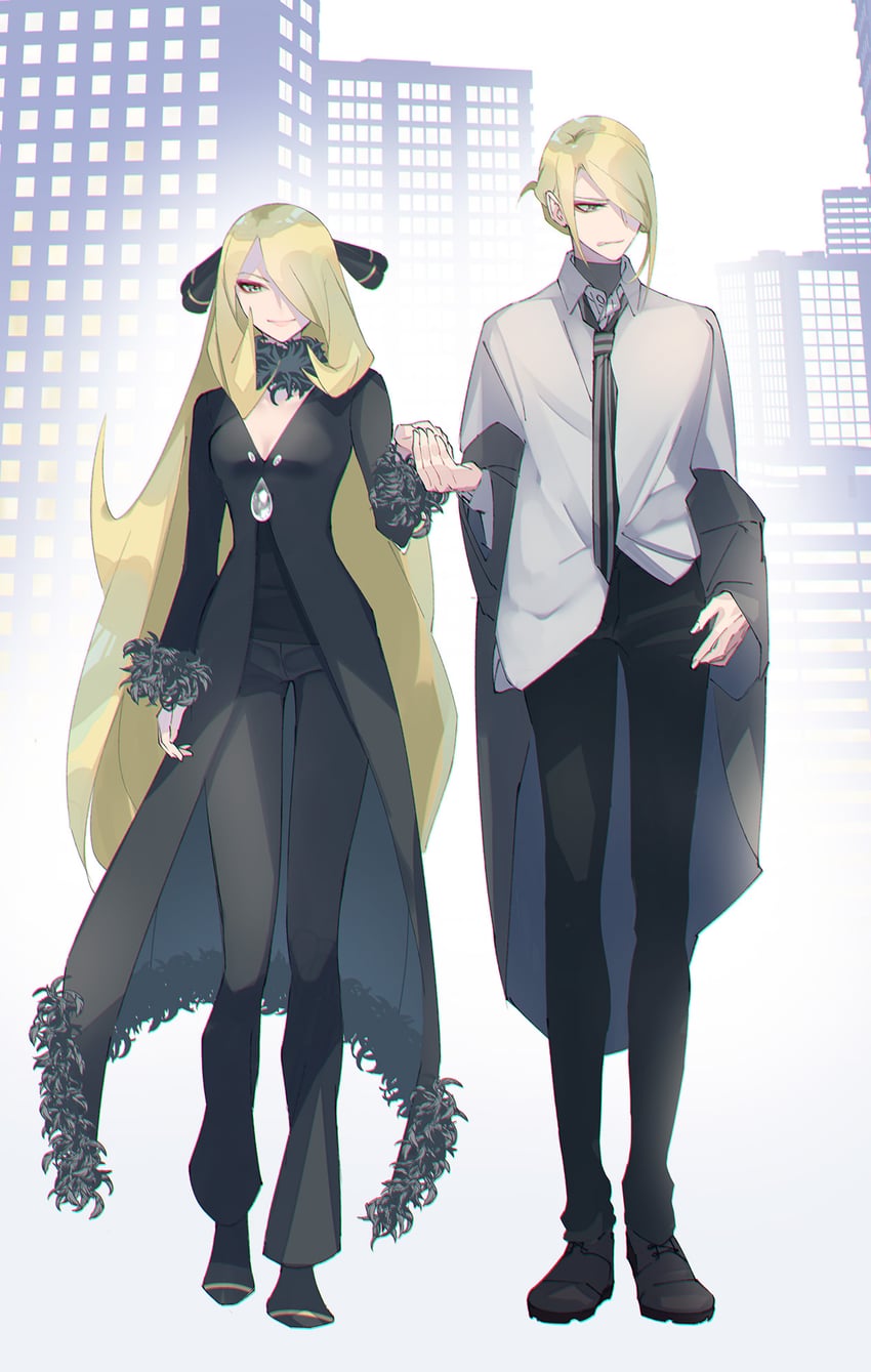cynthia and volo (pokemon and 2 more) drawn by mitsuha_(bless_blessing)