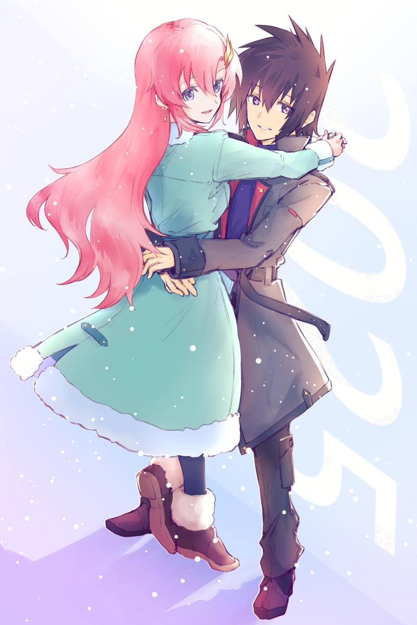 lacus clyne and kira yamato (gundam and 2 more) drawn by soshiki