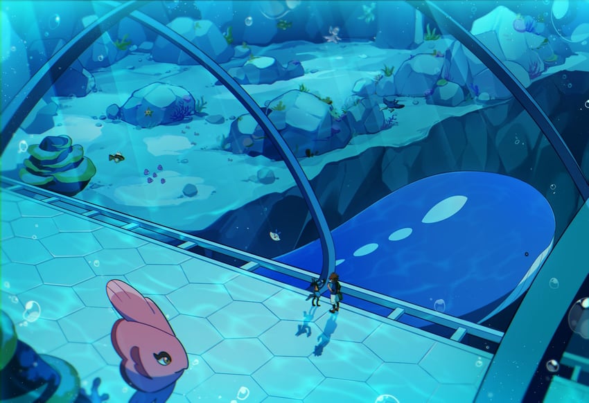 lucario, nate, staryu, wailord, mantine, and 4 more (pokemon and 1 more) drawn by selyg15