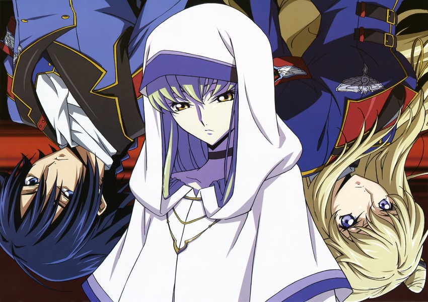 c.c., leila malcal, and hyuuga akito (code geass and 1 more)