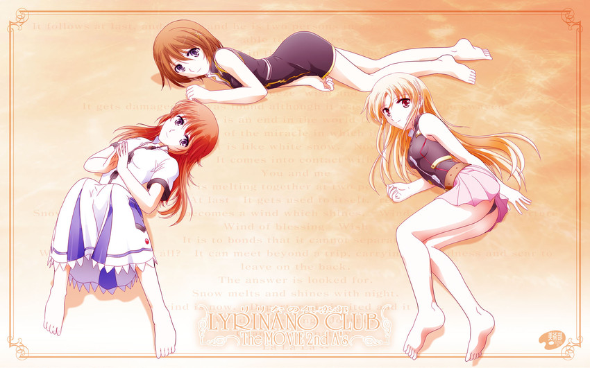 fate testarossa, takamachi nanoha, and yagami hayate (lyrical nanoha and 3 more) drawn by shizuki_michiru