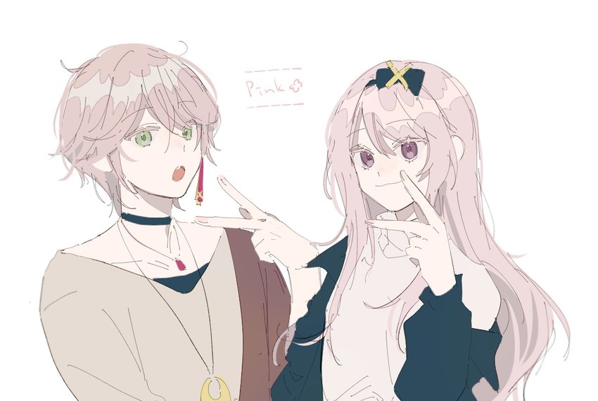 tsukishita kaoru and rikka (holostars) drawn by mong_0_0