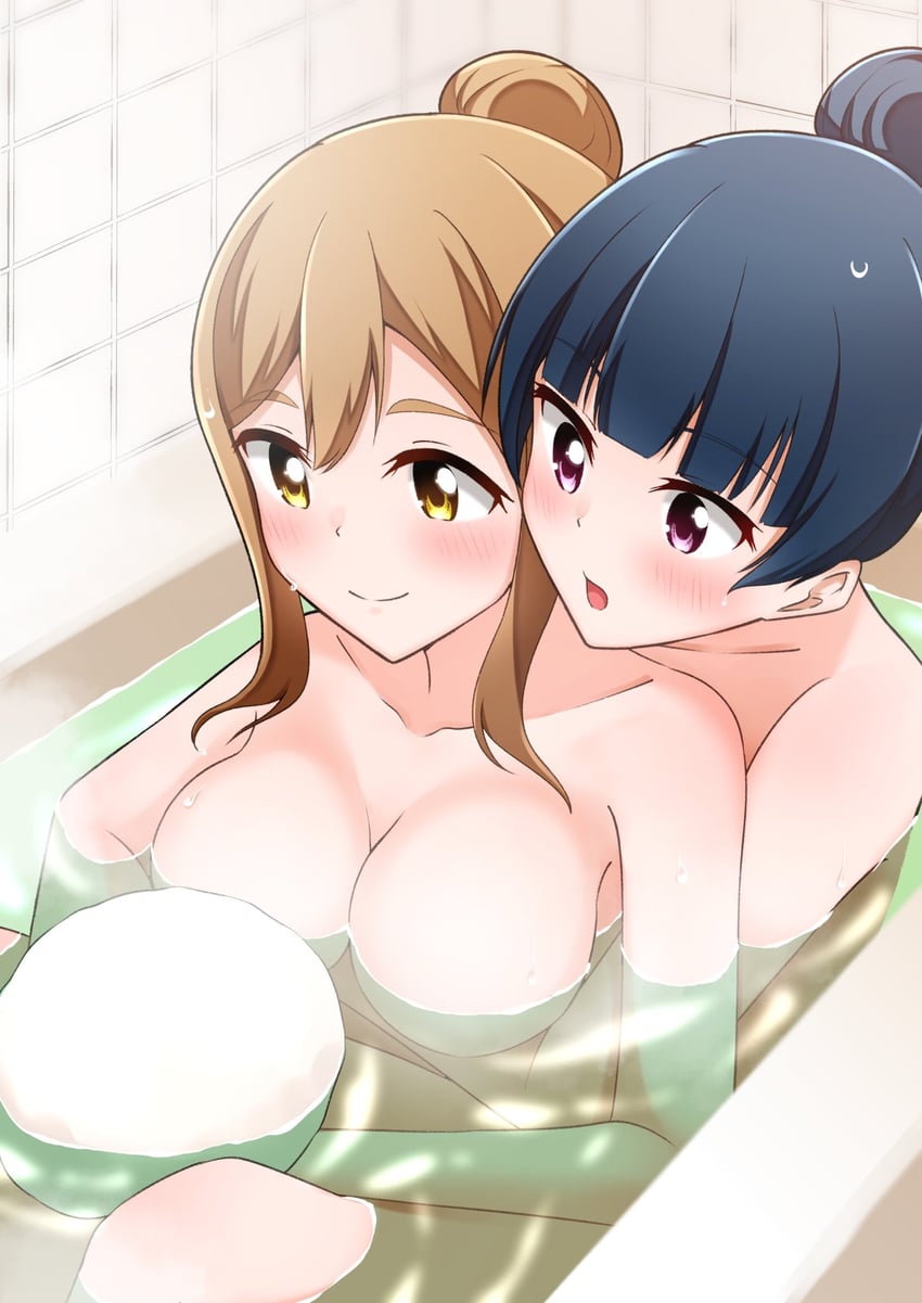 tsushima yoshiko and kunikida hanamaru (love live! and 1 more) drawn by norimituko