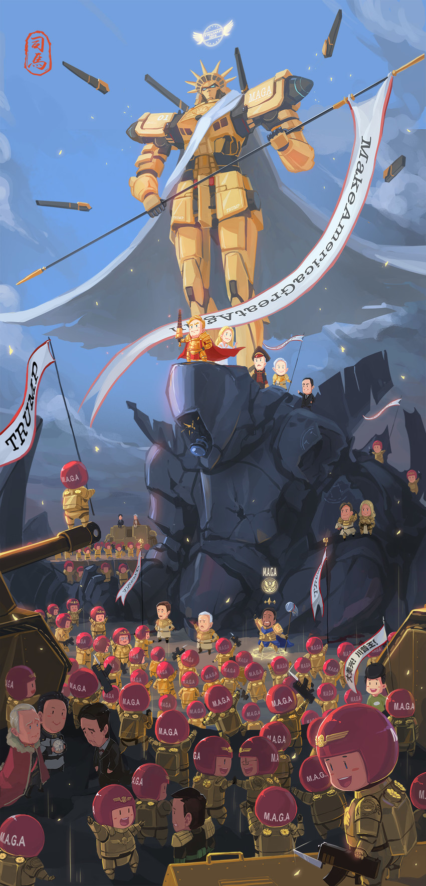astra militarum, emperor of mankind, donald trump, ben carson, mike pence, and 1 more (original and 3 more) drawn by sima_naoteng