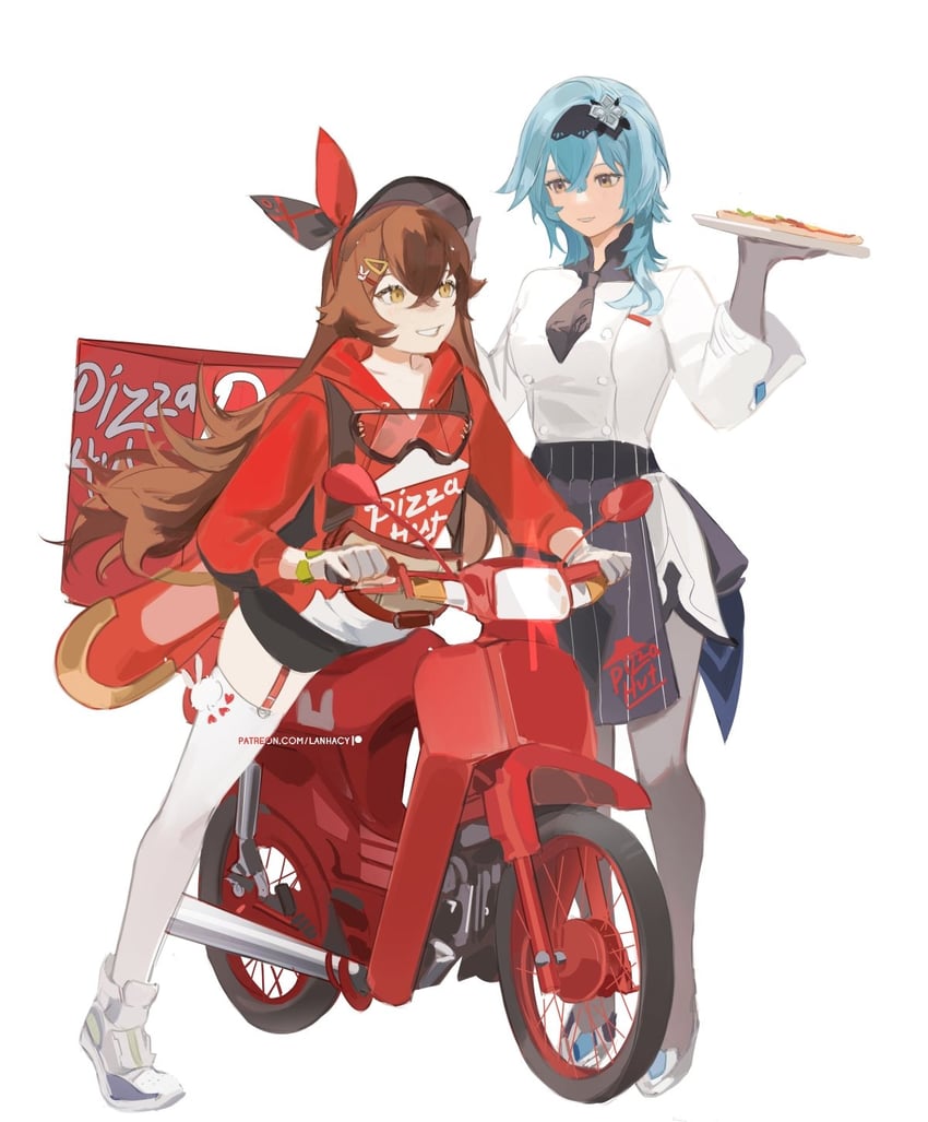 eula and amber (genshin impact and 1 more) drawn by lanhacy