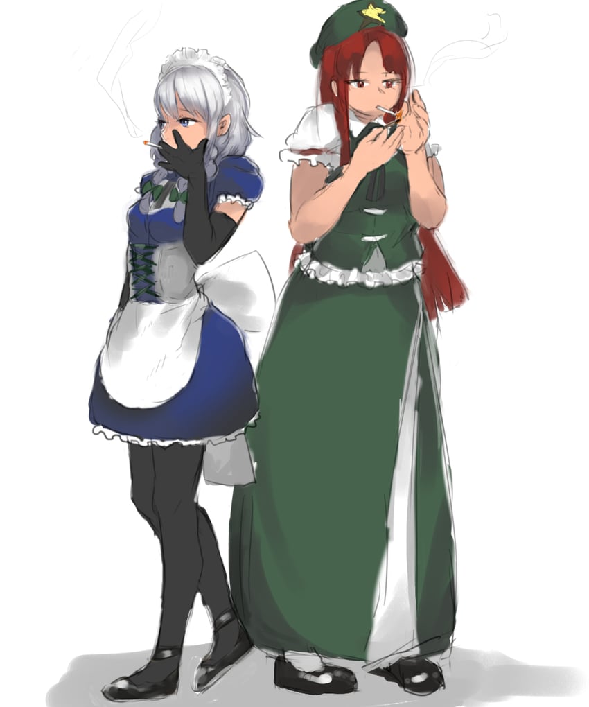 izayoi sakuya and hong meiling (touhou) drawn by matinmorgen