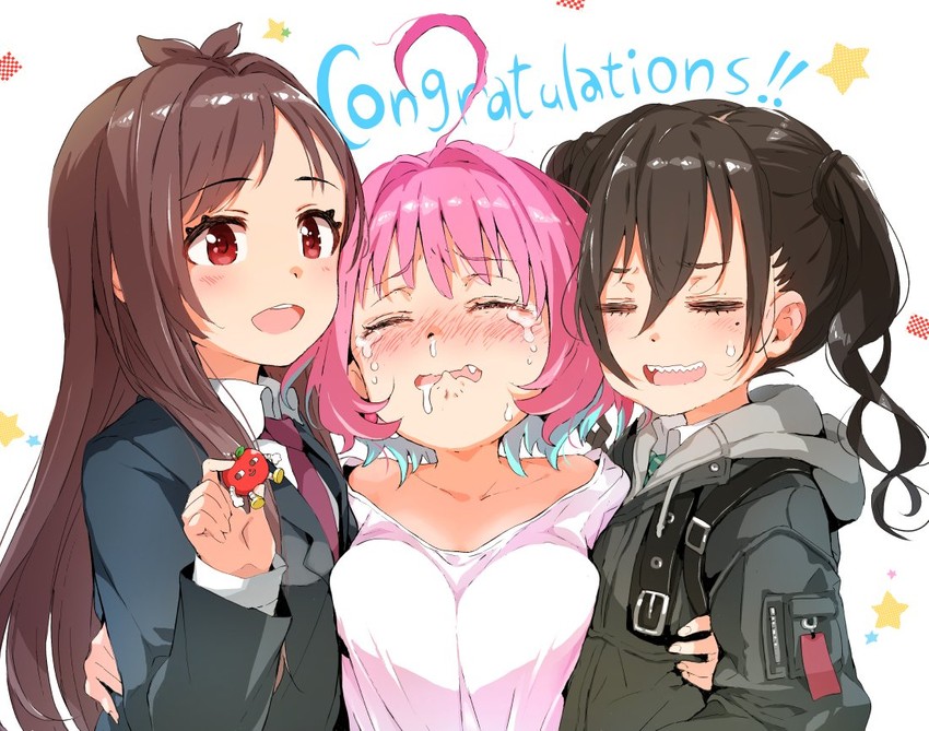 yumemi riamu, sunazuka akira, tsujino akari, and ringorou (idolmaster and 1 more) drawn by gomennasai