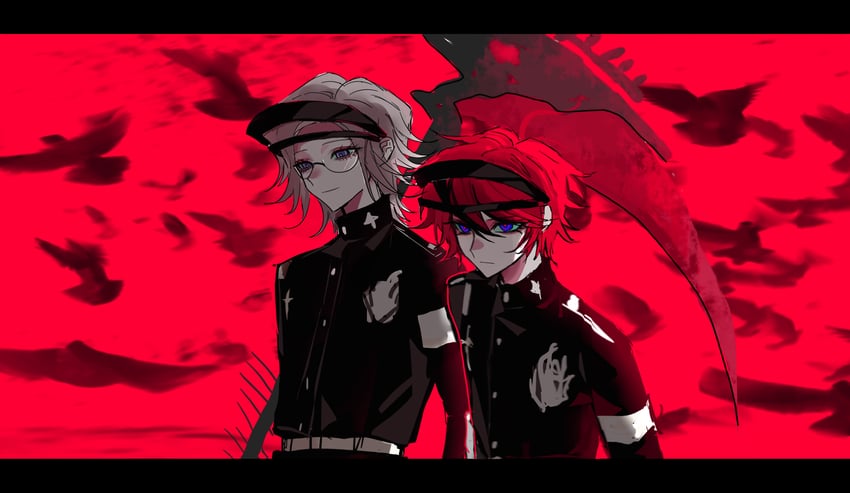 aotsuki eito and sumino takumi (the hundred line -last defense academy-) drawn by longoephemino