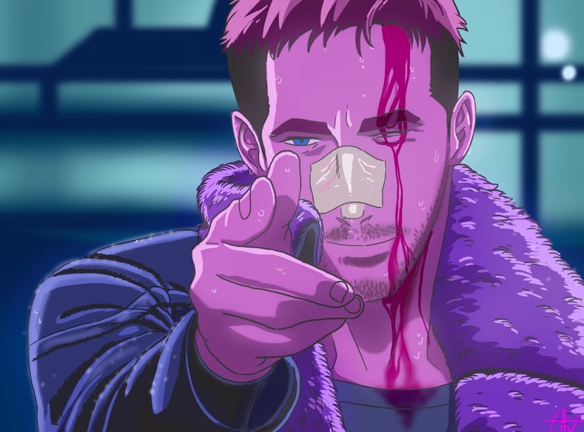 k and ryan gosling (cowboy bebop and 2 more) drawn by alex_wisner