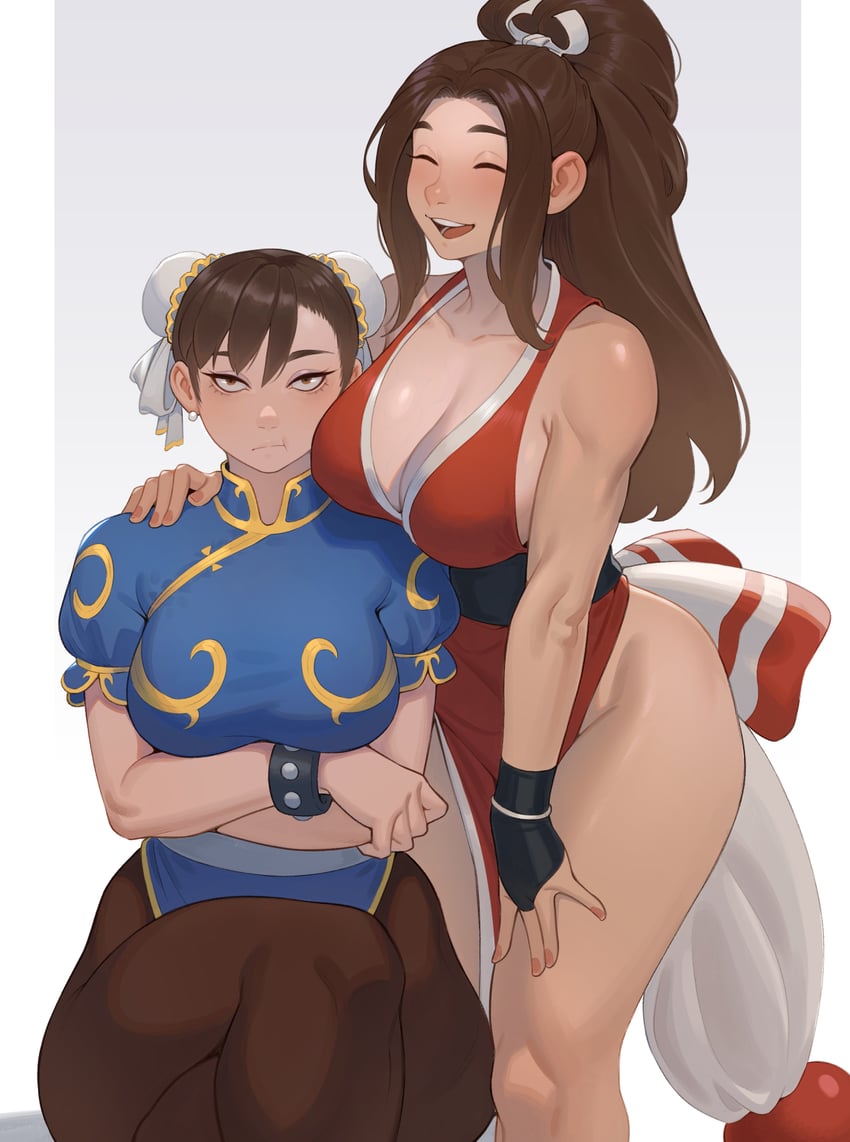 chun-li and shiranui mai (street fighter and 2 more) drawn by cheshirrr
