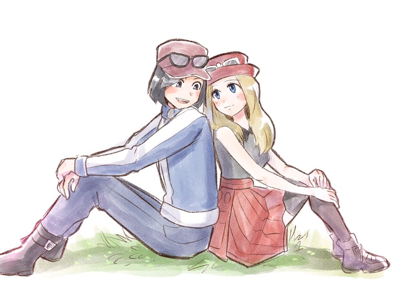serena and calem (pokemon and 1 more) drawn by makita_(mugitya3776)