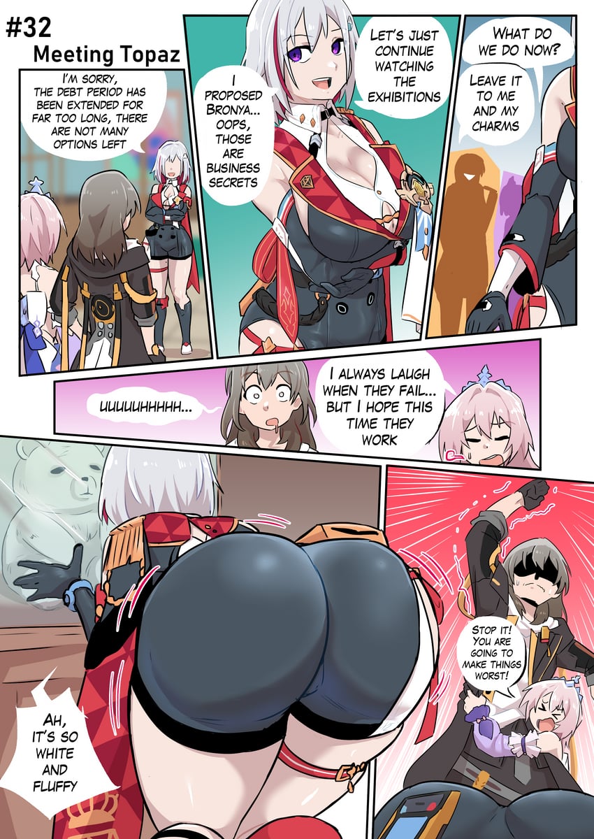 trailblazer, stelle, march 7th, and topaz (honkai and 1 more) drawn by ukaya_masaru