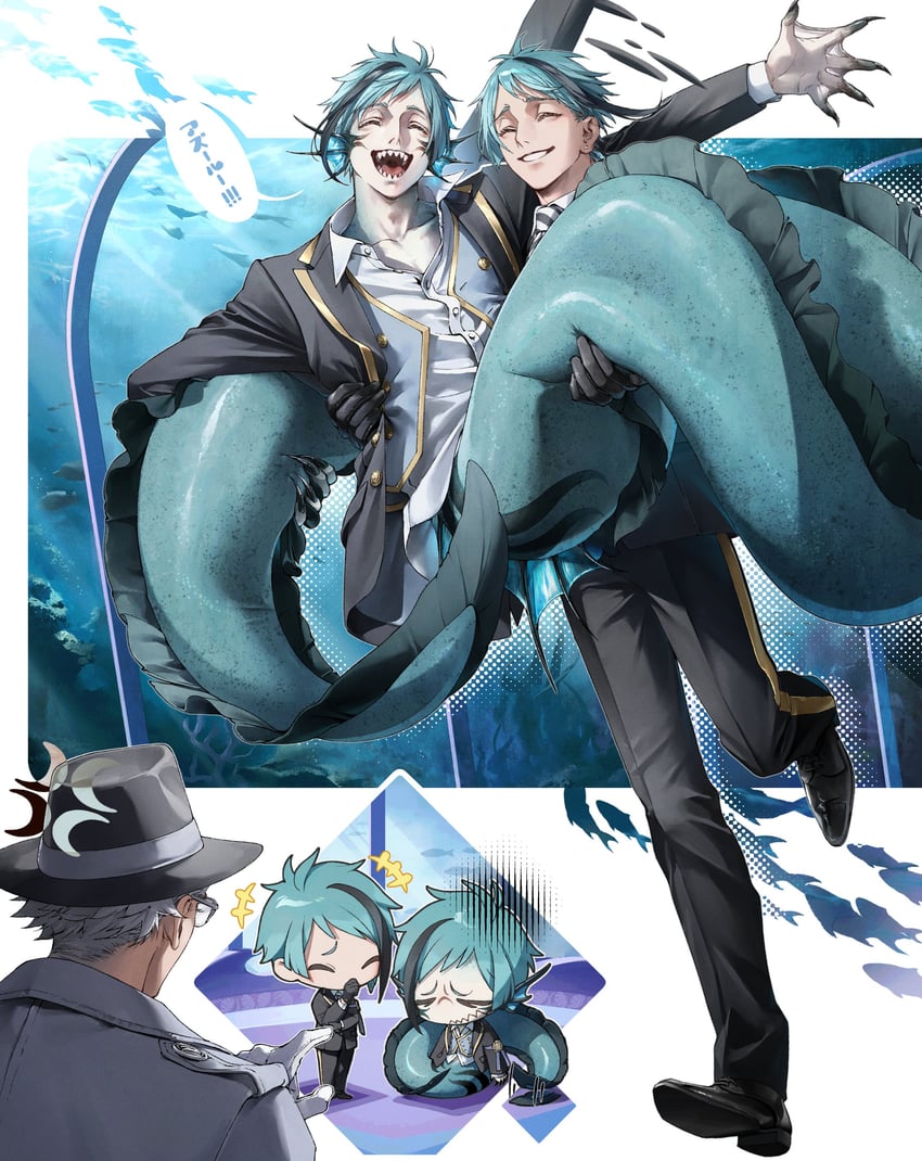 floyd leech, jade leech, and azul ashengrotto (twisted wonderland) drawn by inuganeteru