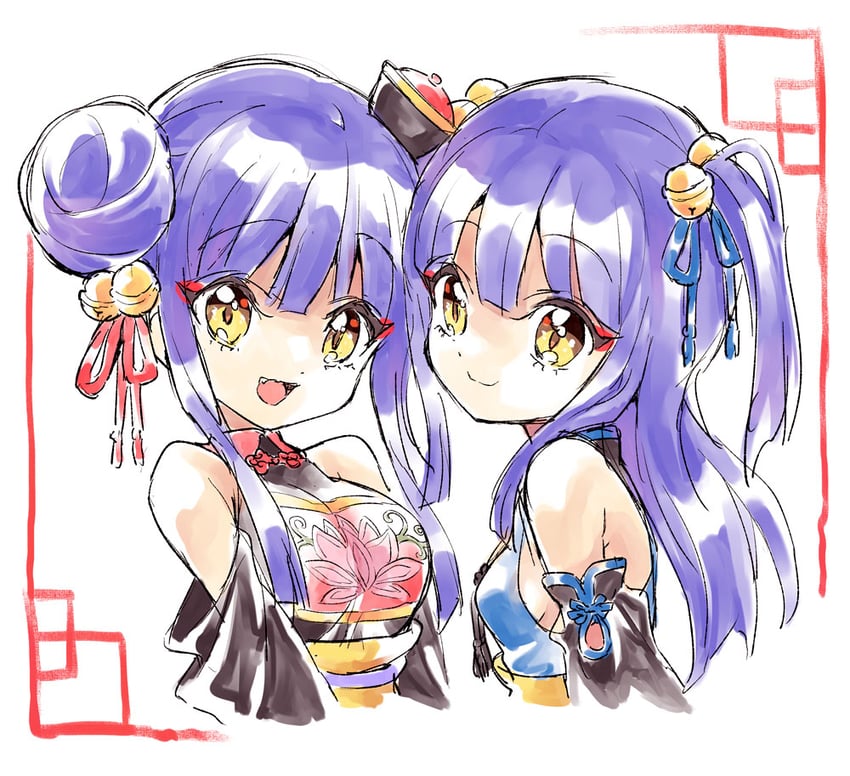 kyon-kyon and ran-ran (jashin-chan dropkick) drawn by yukiwo