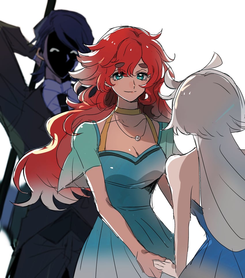 suletta mercury, miorine rembran, and lauda neill (gundam and 1 more) drawn by yokkoisho_(81827)