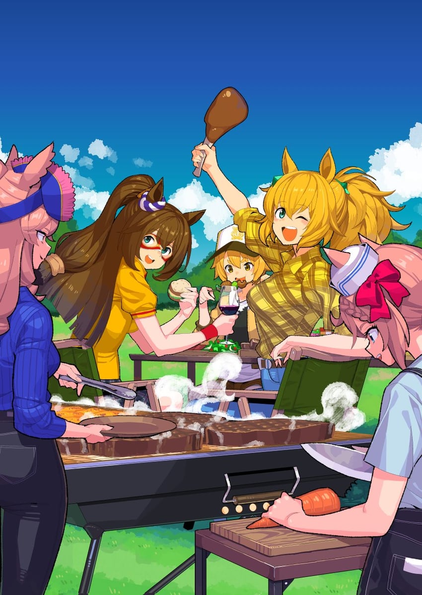 taiki shuttle, el condor pasa, venus paques, satake mei, and montjeu (umamusume) drawn by umaguti