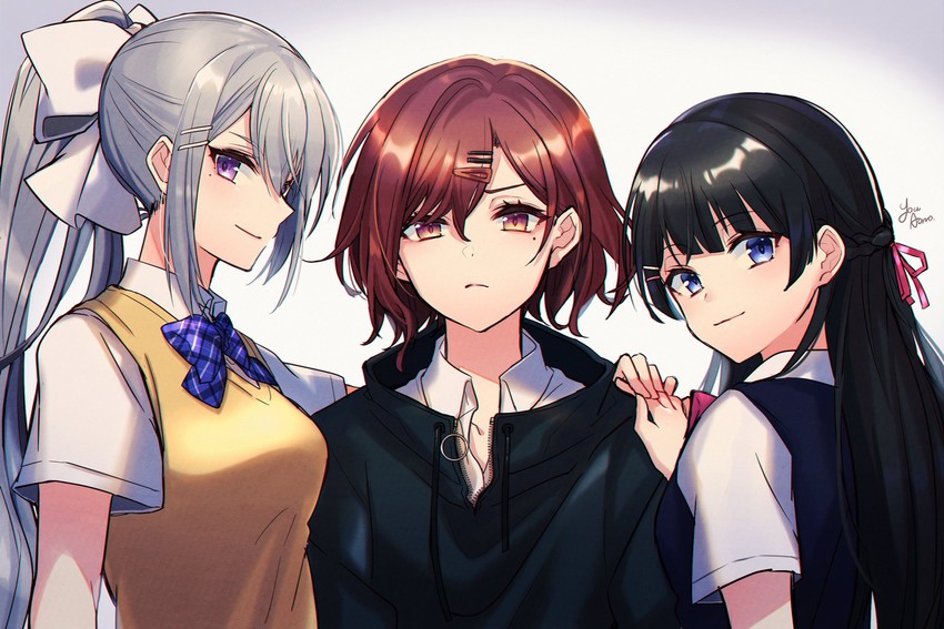 higuchi madoka, tsukino mito, and higuchi kaede (idolmaster and 2 more) drawn by aononchi