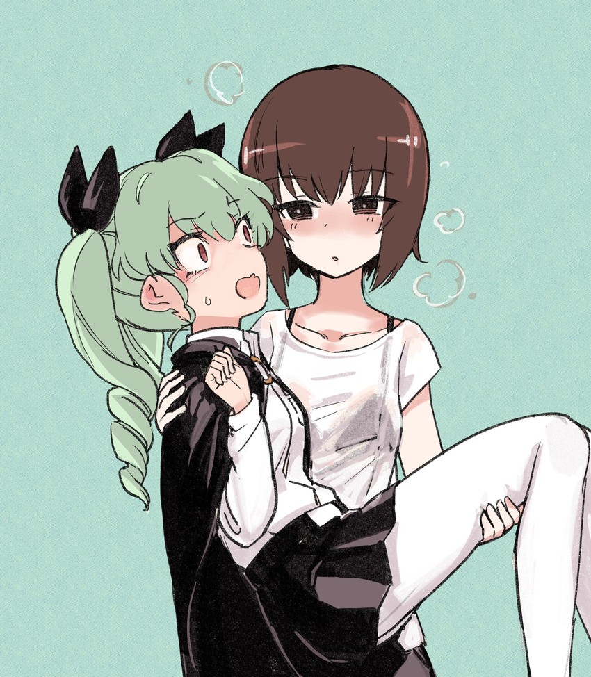 nishizumi maho and anchovy (girls und panzer) drawn by aomushi_(mushamusha)