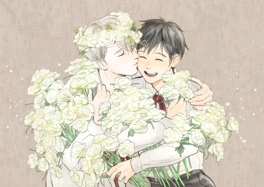 katsuki yuuri and viktor nikiforov (yuri!!! on ice) drawn by ganpiro
