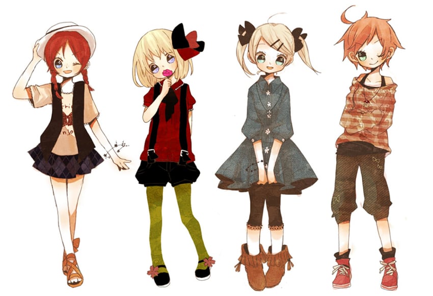 paula, kumatora, ana, and pippi (mother and 3 more) drawn by kohori