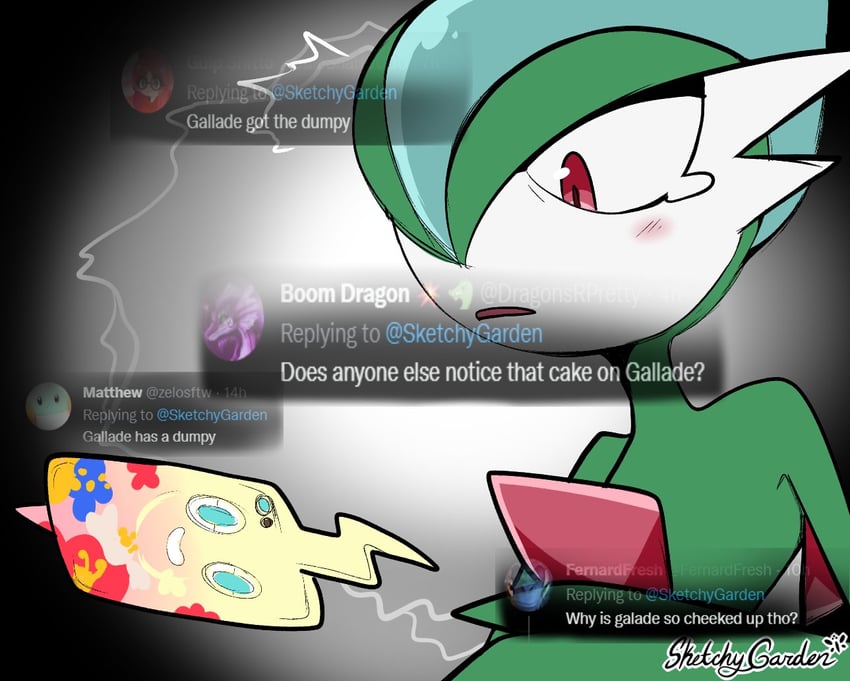 rotom, rotom phone, and gallade (pokemon and 1 more) drawn by sketchygarden