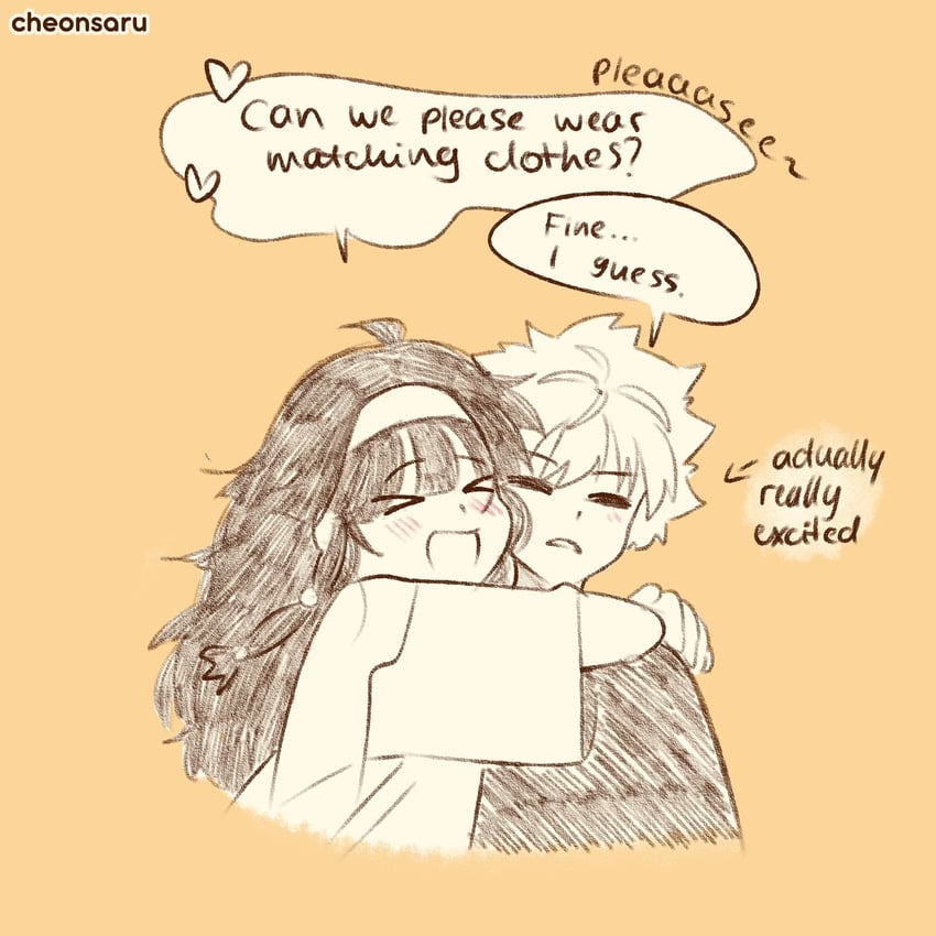 killua zoldyck and alluka zoldyck (hunter x hunter) drawn by cheonsaru