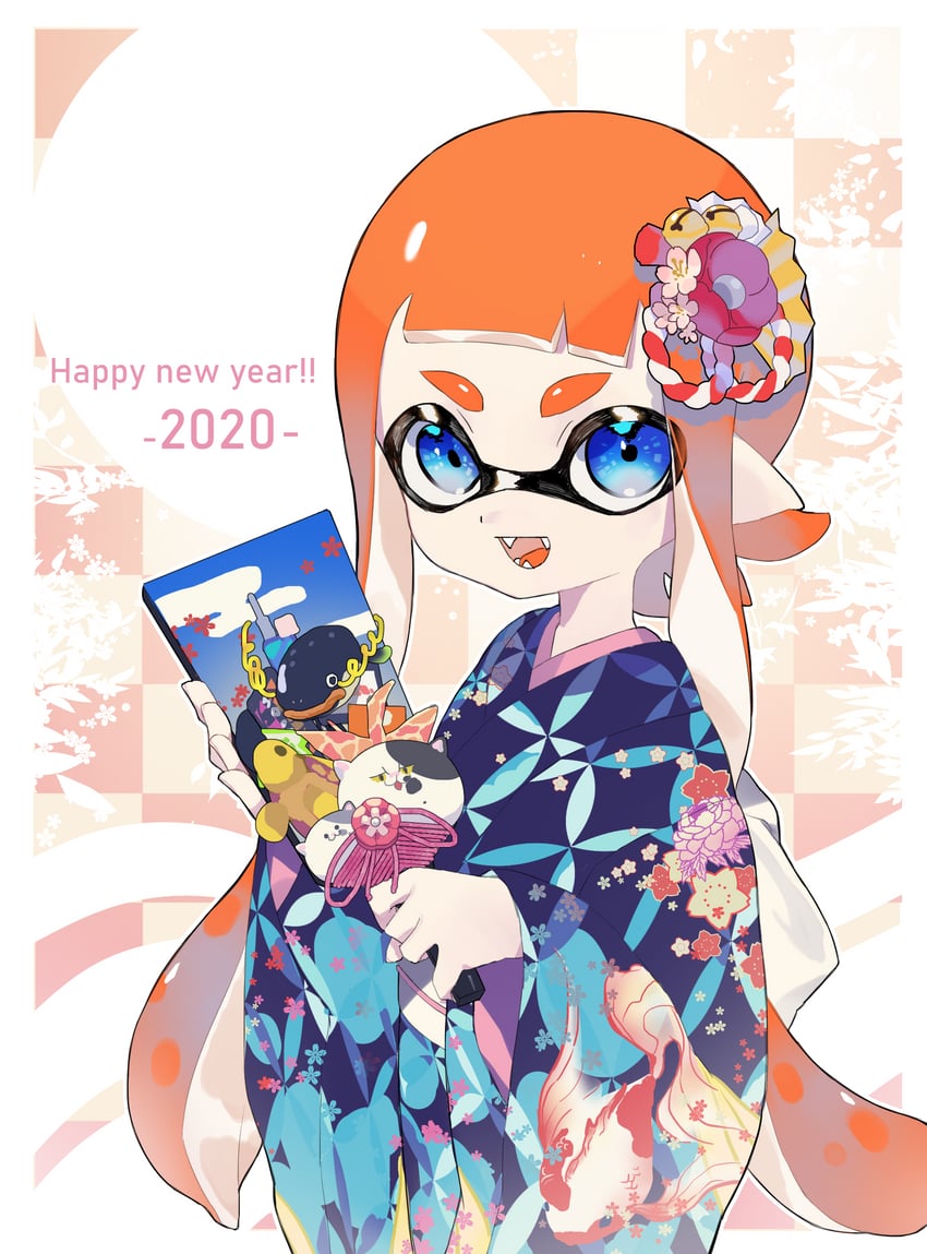 inkling player character, inkling girl, judd, li'l judd, and zapfish (splatoon and 1 more) drawn by amatya