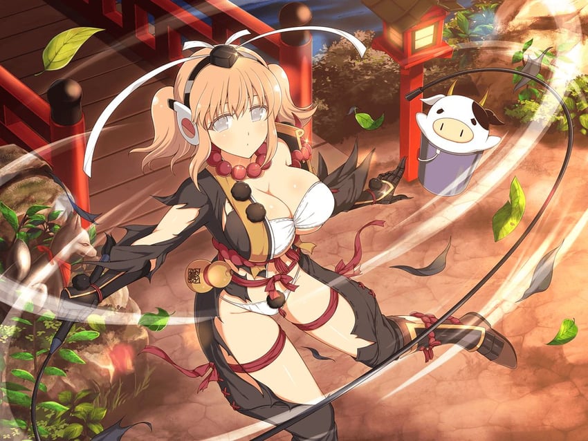ushimaru and ushiwakamaru (senran kagura and 2 more) drawn by yaegashi_nan