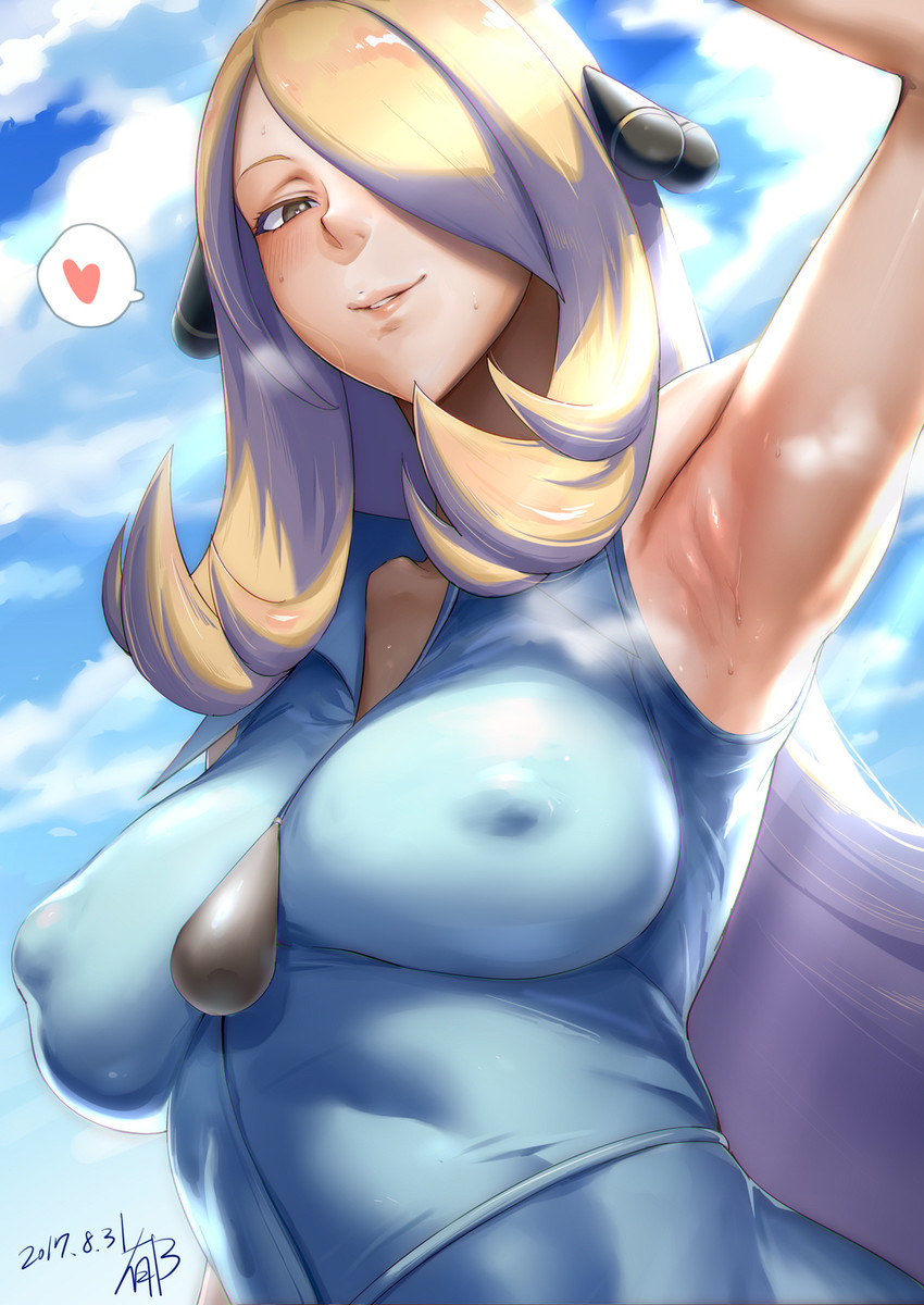 cynthia (pokemon and 1 more) drawn by ikuchan_kaoru