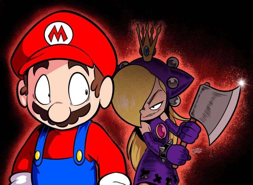 mario and warupeach (mario and 2 more) drawn by brandon_santiago