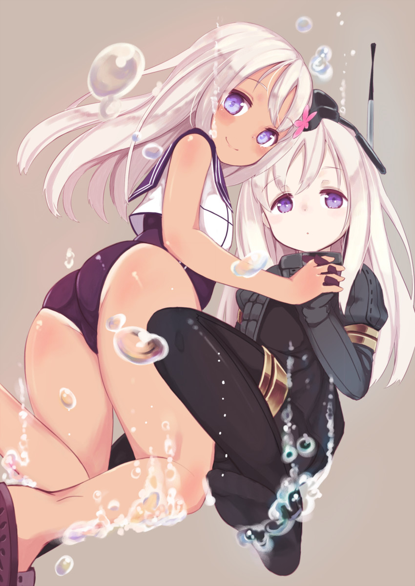 ro-500 and u-511 (kantai collection) drawn by amacha