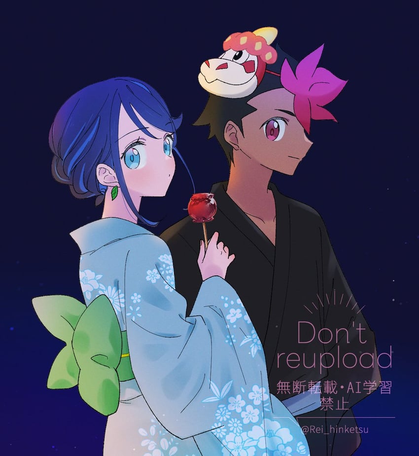 liko and roy (pokemon and 1 more) drawn by rei_hinketsu