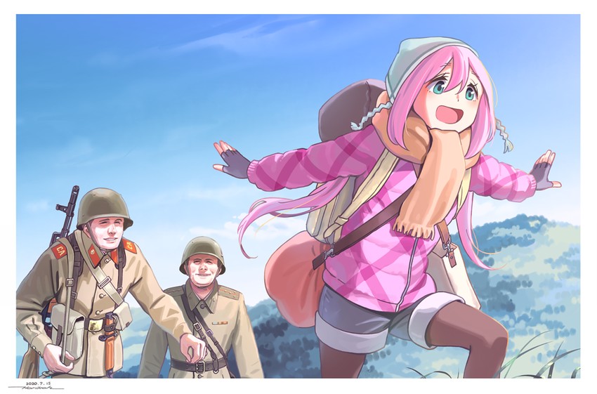 kagamihara nadeshiko (real life and 1 more) drawn by horikou